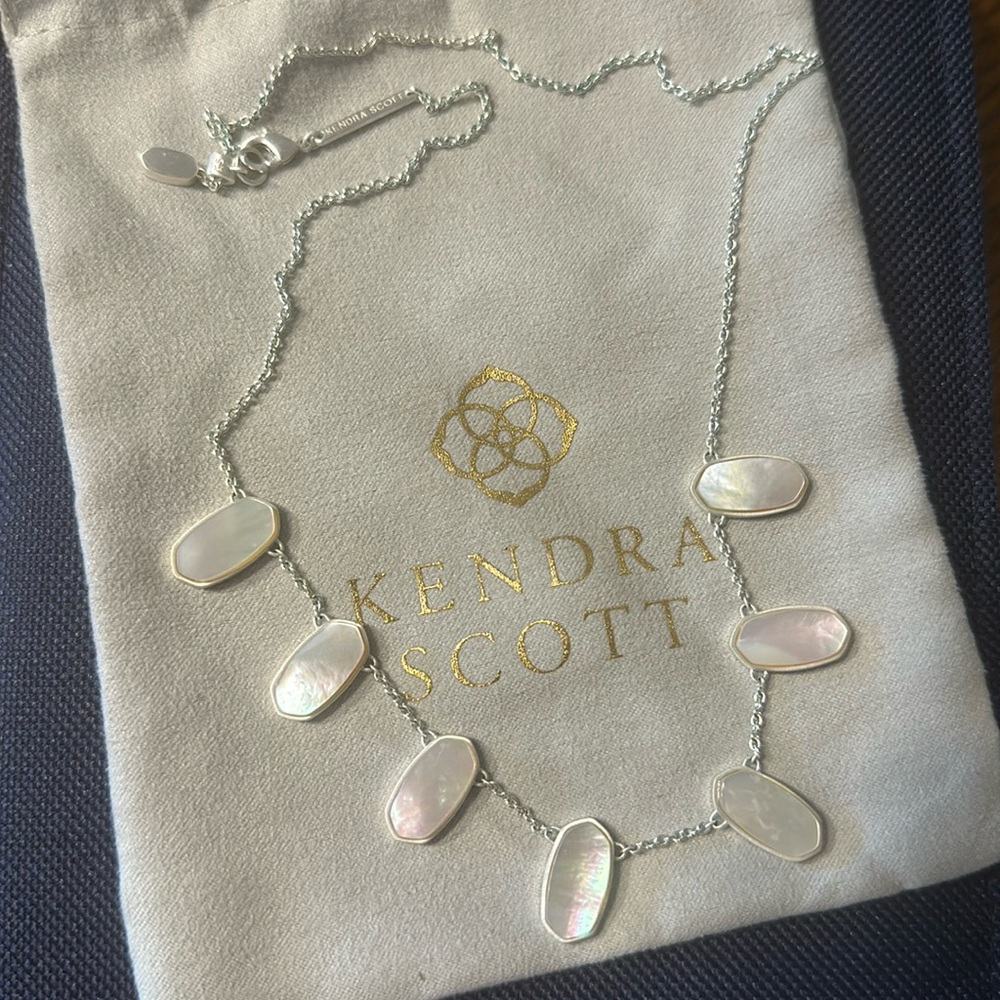 Kendra Scott Meadow Slider Necklace silver Mother Of Pearl